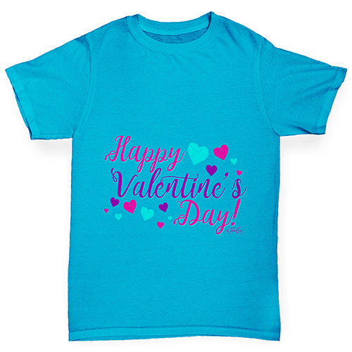 Happy Valentine's Day Pink Hearts Boy's T-Shirt