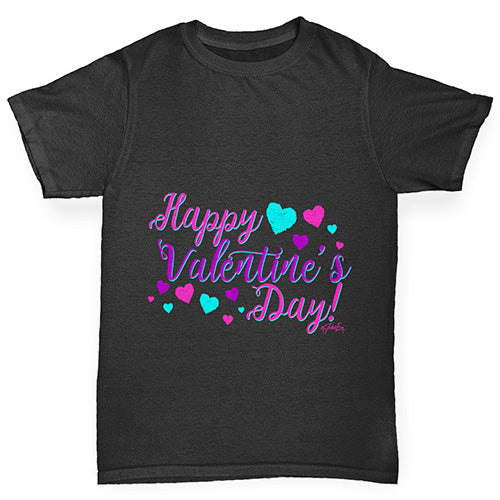 Happy Valentine's Day Pink Hearts Boy's T-Shirt