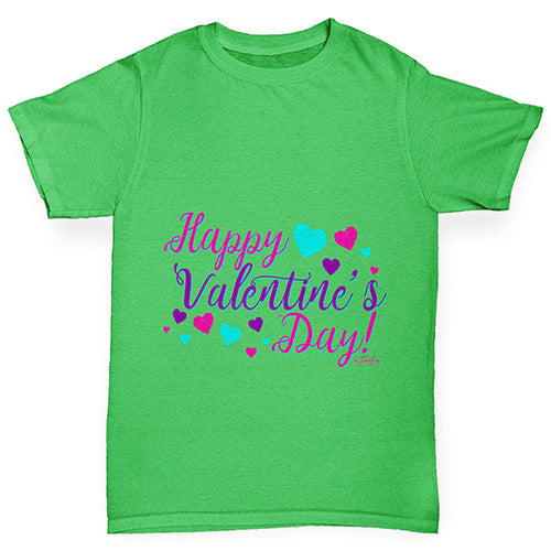 Happy Valentine's Day Pink Hearts Boy's T-Shirt