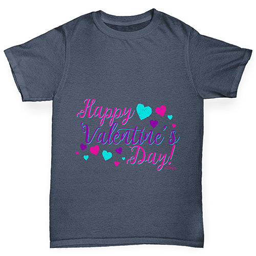 Happy Valentine's Day Pink Hearts Boy's T-Shirt