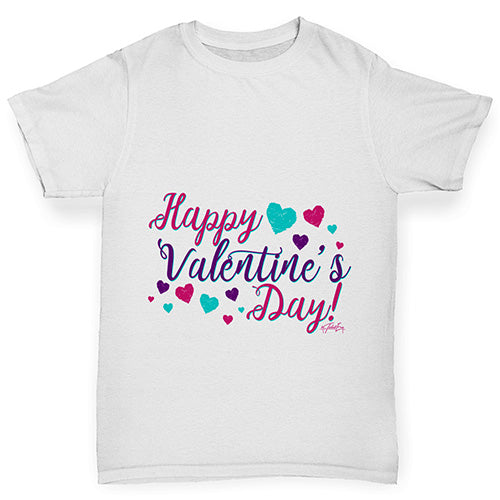 Happy Valentine's Day Pink Hearts Boy's T-Shirt