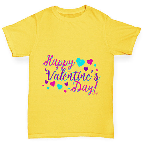 Happy Valentine's Day Pink Hearts Boy's T-Shirt