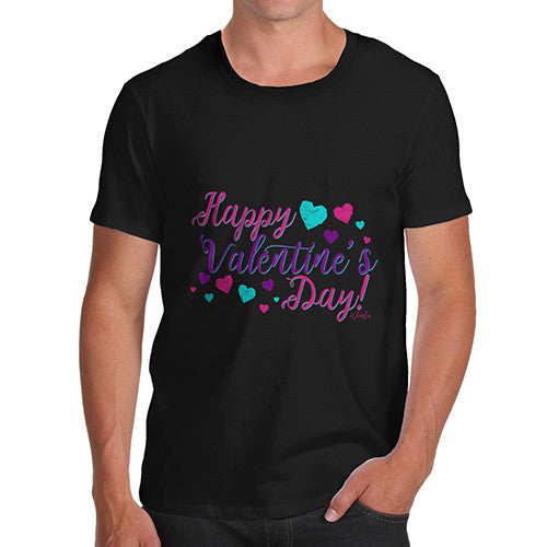 Happy Valentine's Day Pink Hearts Men's T-Shirt