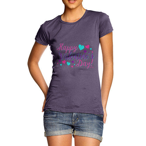 Happy Valentine's Day Pink Hearts Women's T-Shirt 