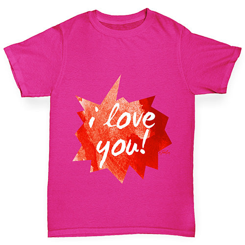 I Love You Spikey Speech Bubble Girl's T-Shirt 