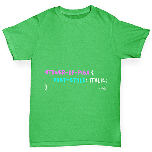 CSS Pun Tower Of Pisa Boy's T-Shirt