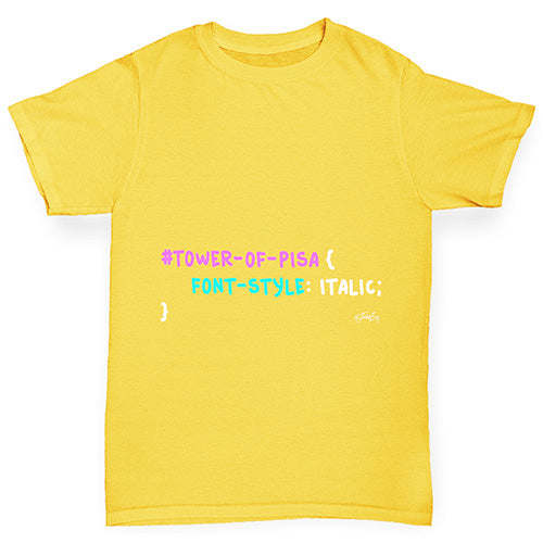 CSS Pun Tower Of Pisa Boy's T-Shirt