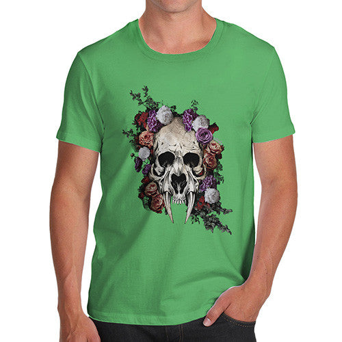 Sabretooth Skull Flowers Men's T-Shirt