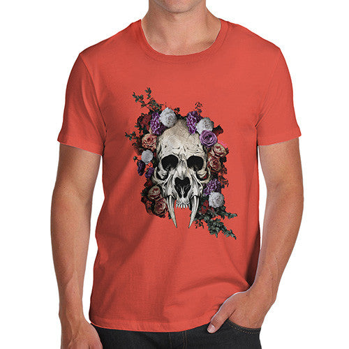 Sabretooth Skull Flowers Men's T-Shirt