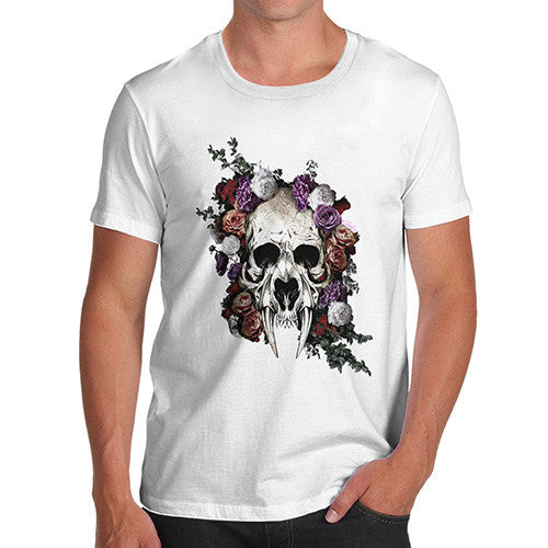 Sabretooth Skull Flowers Men's T-Shirt
