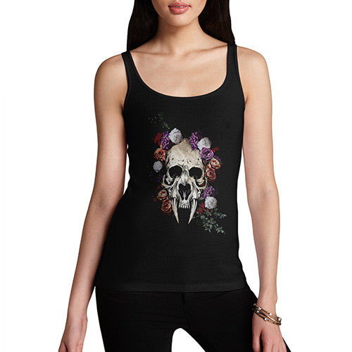 Sabretooth Skull Flowers Women's Tank Top