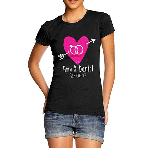 Personalised Couples Name Cupid's Heart Women's T-Shirt 