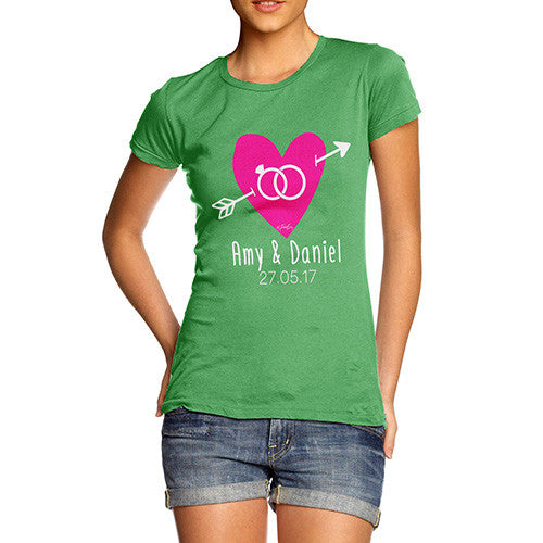 Personalised Couples Name Cupid's Heart Women's T-Shirt 