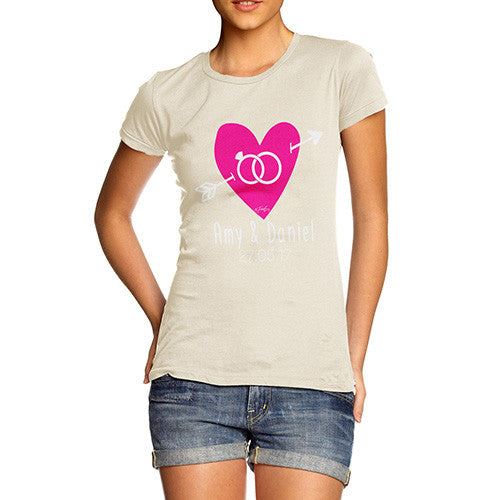 Personalised Couples Name Cupid's Heart Women's T-Shirt 