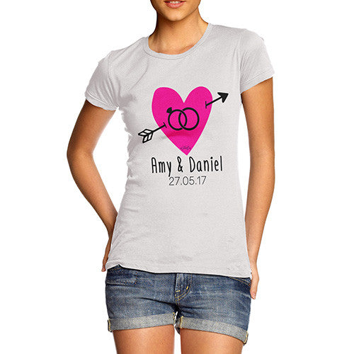 Personalised Couples Name Cupid's Heart Women's T-Shirt 