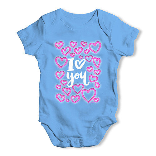 I Love You Neon Hearts Baby Unisex Baby Grow Bodysuit