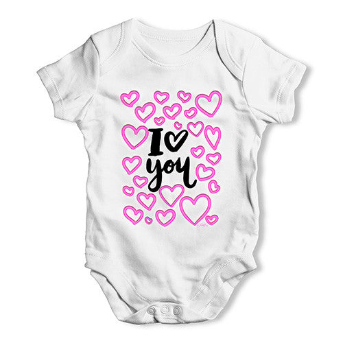 I Love You Neon Hearts Baby Unisex Baby Grow Bodysuit