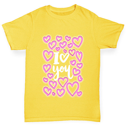 I Love You Neon Hearts Boy's T-Shirt