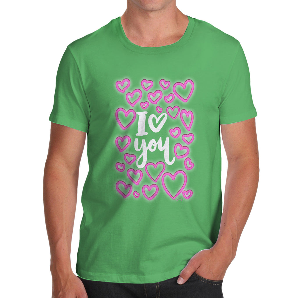 I Love You Neon Hearts Men's  T-Shirt