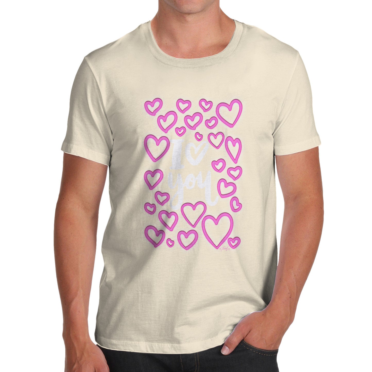 I Love You Neon Hearts Men's  T-Shirt