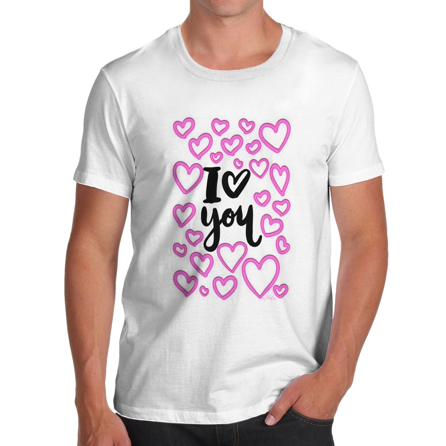 I Love You Neon Hearts Men's  T-Shirt