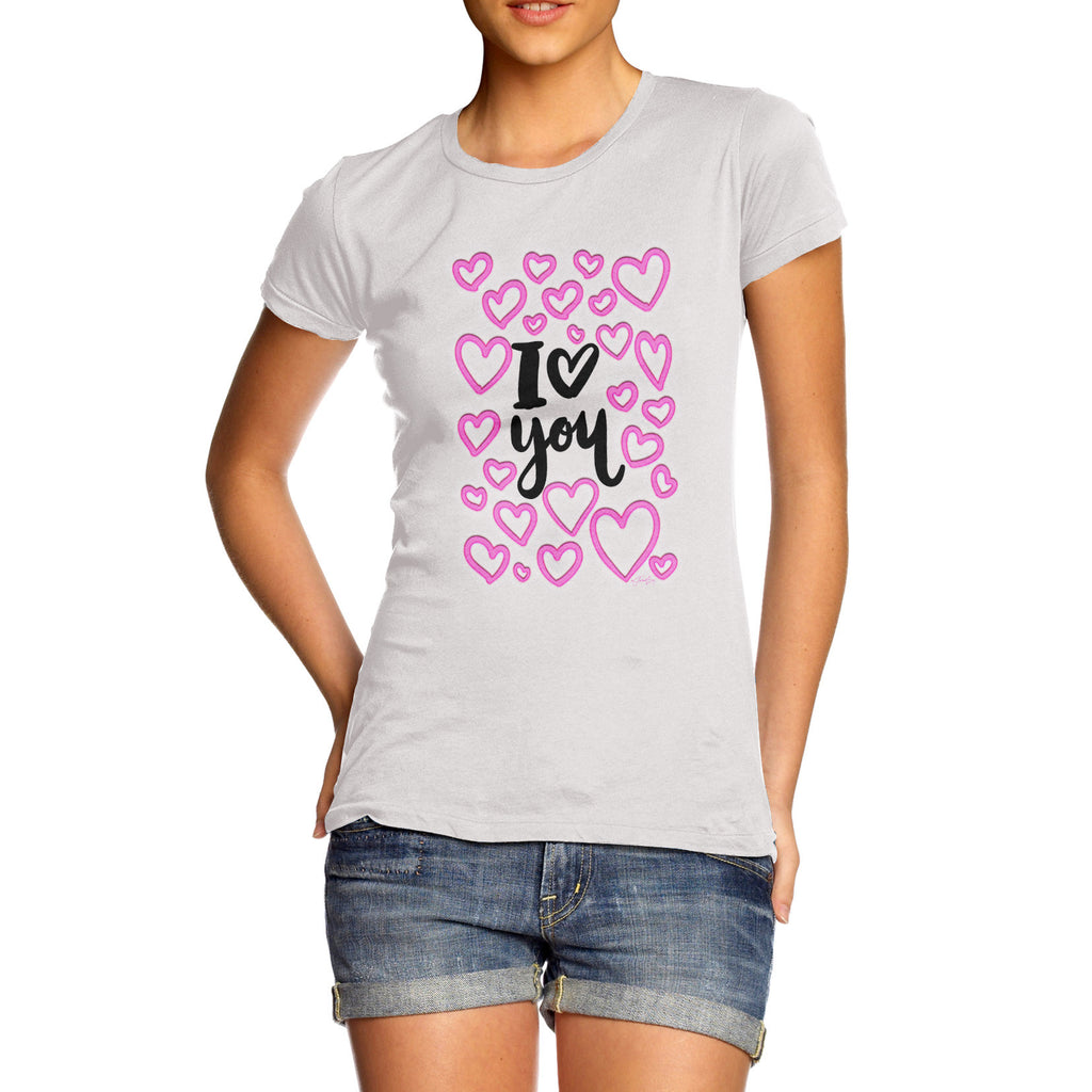 I Love You Neon Hearts Women's  T-Shirt 