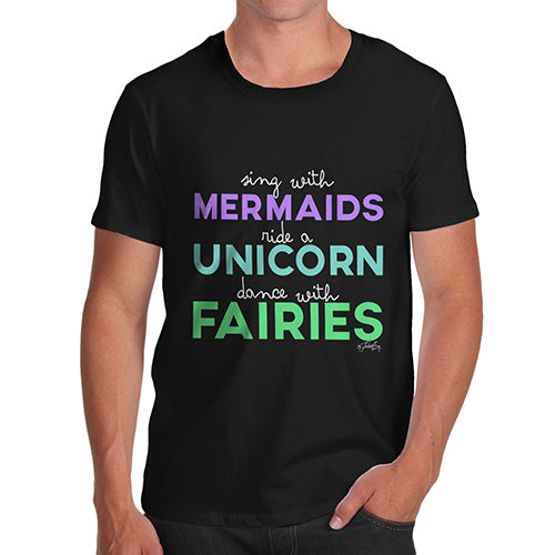 Mens Funny Sarcasm T Shirt Sing With Mermaids Men's T-Shirt Large Black