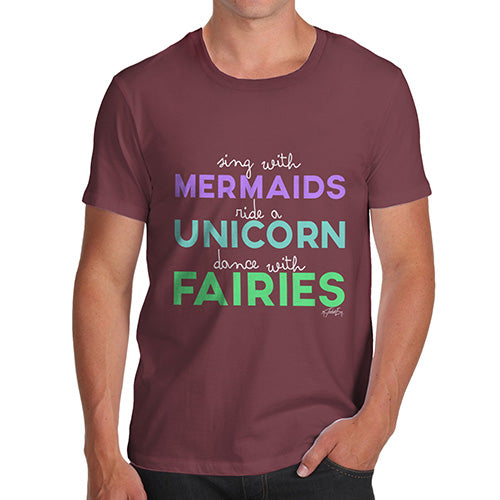 Mens T-Shirt Funny Geek Nerd Hilarious Joke Sing With Mermaids Men's T-Shirt X-Large Burgundy