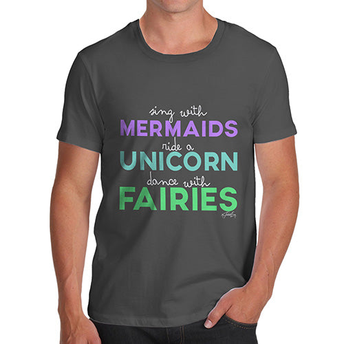 Funny T Shirts For Men Sing With Mermaids Men's T-Shirt X-Large Dark Grey