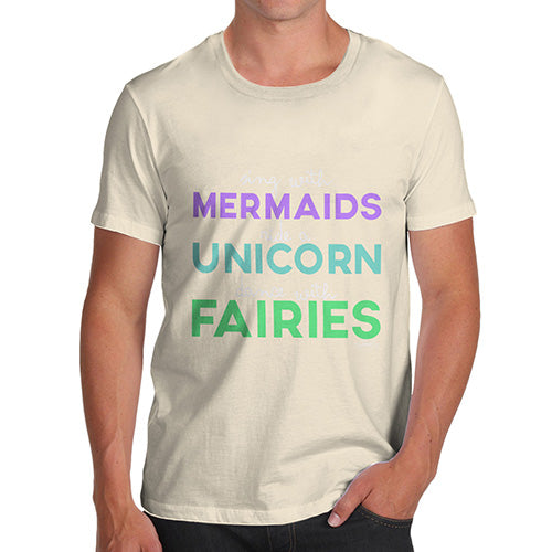 Novelty T Shirts For Dad Sing With Mermaids Men's T-Shirt Large Natural