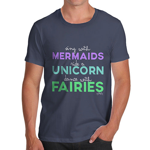 Funny Mens Tshirts Sing With Mermaids Men's T-Shirt Medium Navy