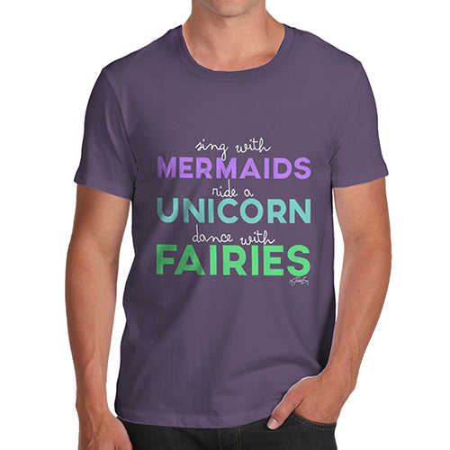 Funny Mens T Shirts Sing With Mermaids Men's T-Shirt X-Large Plum