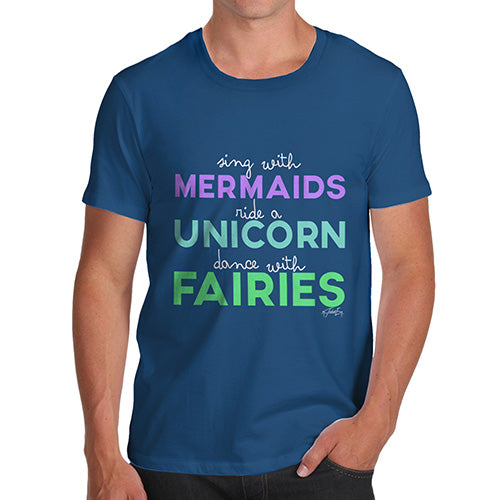 Funny Mens T Shirts Sing With Mermaids Men's T-Shirt Small Royal Blue