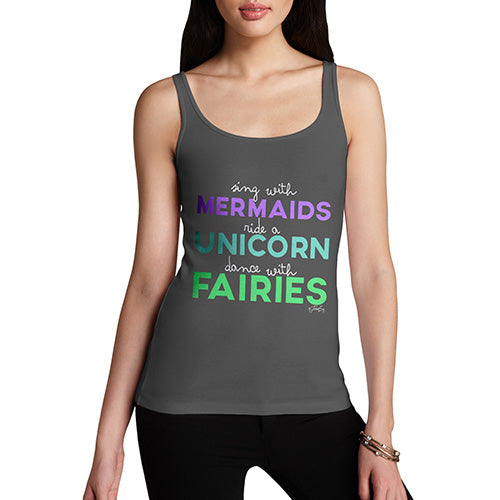 Womens Novelty Tank Top Sing With Mermaids Women's Tank Top X-Large Dark Grey