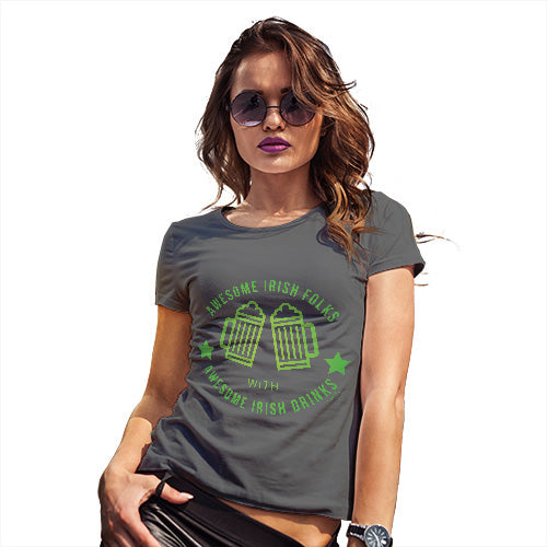 Awesome Irish Folks with Awesome Irish Drinks Beer Green Women's T-Shirt 