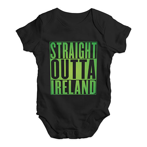 Funny Baby Bodysuits Straight Outta Ireland Green  Baby Unisex Baby Grow Bodysuit 6-12 Months Black