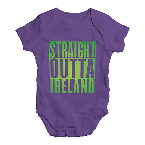 Baby Grow Baby Romper Straight Outta Ireland Green  Baby Unisex Baby Grow Bodysuit 12-18 Months Plum