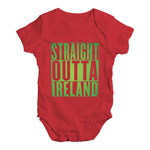 Baby Grow Baby Romper Straight Outta Ireland Green  Baby Unisex Baby Grow Bodysuit Newborn Red