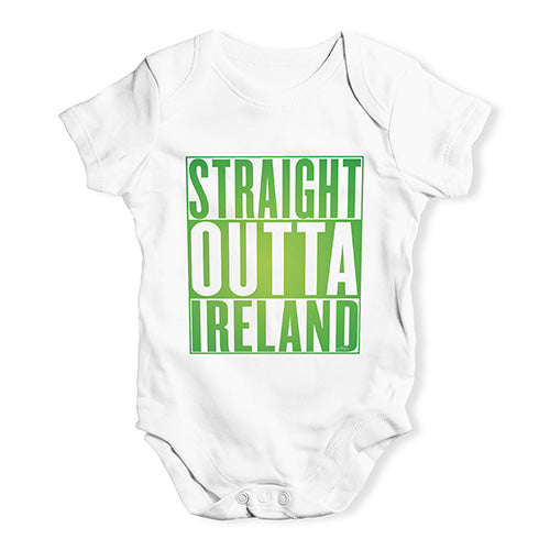 Baby Boy Clothes Straight Outta Ireland Green  Baby Unisex Baby Grow Bodysuit 0-3 Months White
