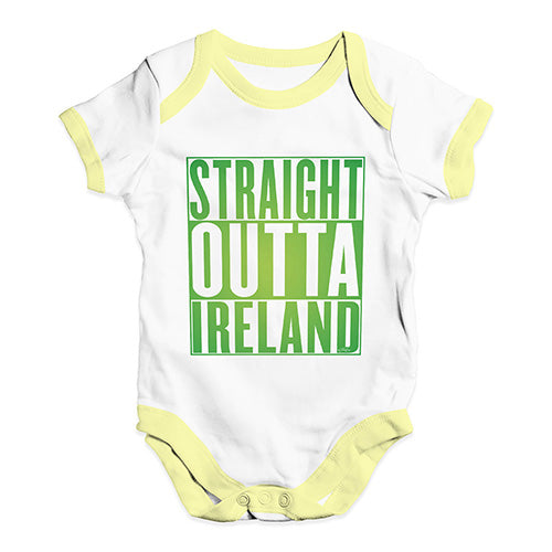 Baby Onesies Straight Outta Ireland Green  Baby Unisex Baby Grow Bodysuit 0-3 Months White Yellow Trim