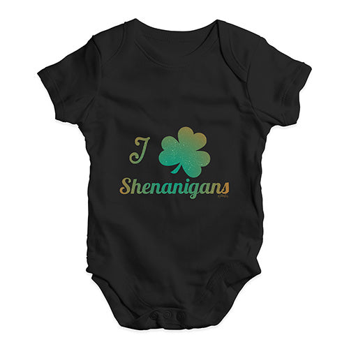 Funny Infant Baby Bodysuit I Love Shamrock Shenanigans Irish Green Baby Unisex Baby Grow Bodysuit 18-24 Months Black
