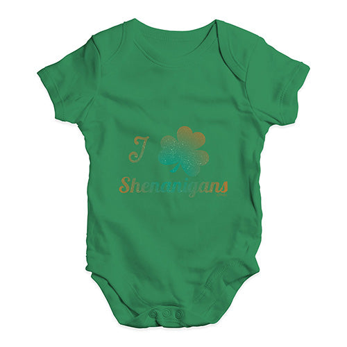Bodysuit Baby Romper I Love Shamrock Shenanigans Irish Green Baby Unisex Baby Grow Bodysuit Newborn Green