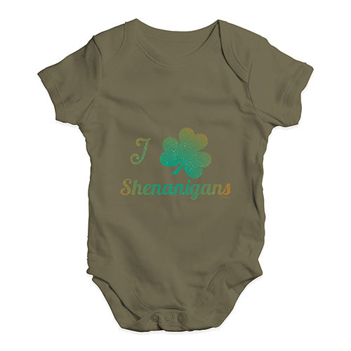 Baby Onesies I Love Shamrock Shenanigans Irish Green Baby Unisex Baby Grow Bodysuit 18-24 Months Khaki