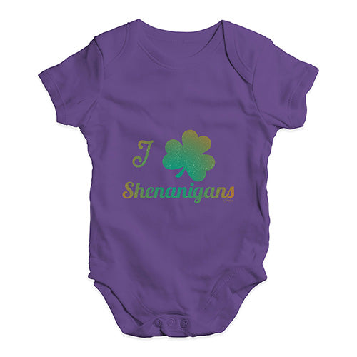 Funny Infant Baby Bodysuit Onesies I Love Shamrock Shenanigans Irish Green Baby Unisex Baby Grow Bodysuit 6-12 Months Plum
