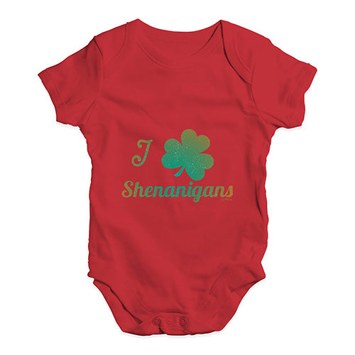Funny Infant Baby Bodysuit Onesies I Love Shamrock Shenanigans Irish Green Baby Unisex Baby Grow Bodysuit 12-18 Months Red