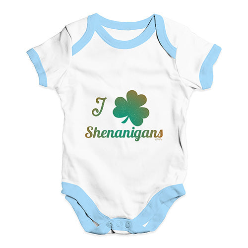 Funny Infant Baby Bodysuit Onesies I Love Shamrock Shenanigans Irish Green Baby Unisex Baby Grow Bodysuit Newborn White Blue Trim