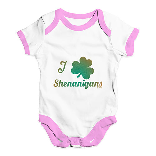 Baby Onesies I Love Shamrock Shenanigans Irish Green Baby Unisex Baby Grow Bodysuit 0-3 Months White Pink Trim