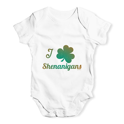 Cute Infant Bodysuit I Love Shamrock Shenanigans Irish Green Baby Unisex Baby Grow Bodysuit 18-24 Months White
