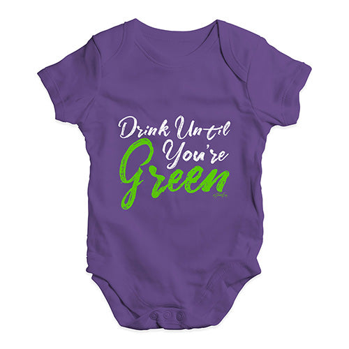 Cute Infant Bodysuit Drink Until You're Green Baby Unisex Baby Grow Bodysuit 0-3 Months Plum