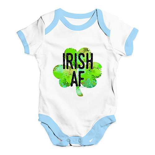 Funny Baby Onesies Irish AF Baby Unisex Baby Grow Bodysuit 3-6 Months White Blue Trim
